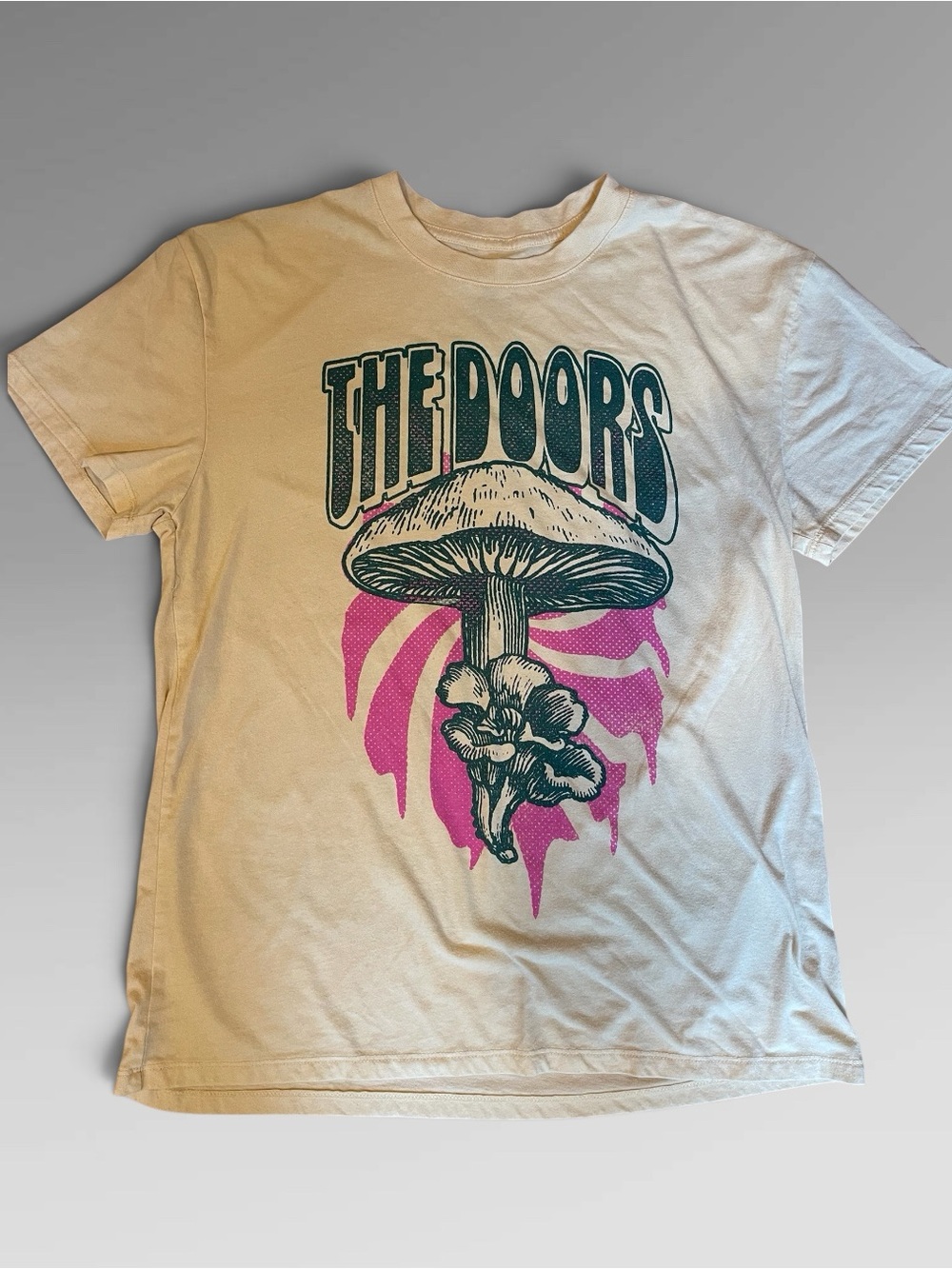 The Doors Graphic Oversized XS Tee in Cream with Pink Accent
